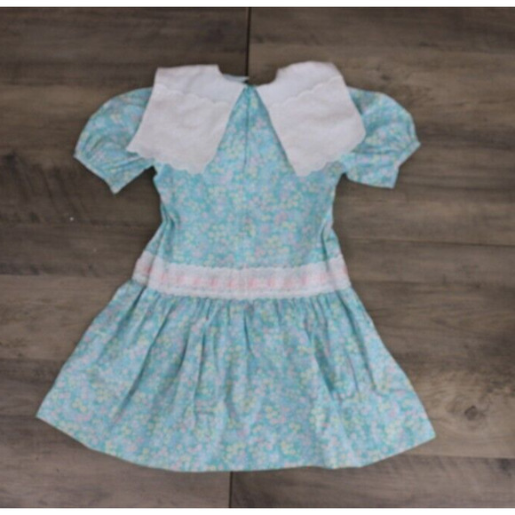 VINTAGE The Childrens Hour by Jan Briggs Girls Pleated Lace Floral Dress Size 7 - Picture 7 of 10